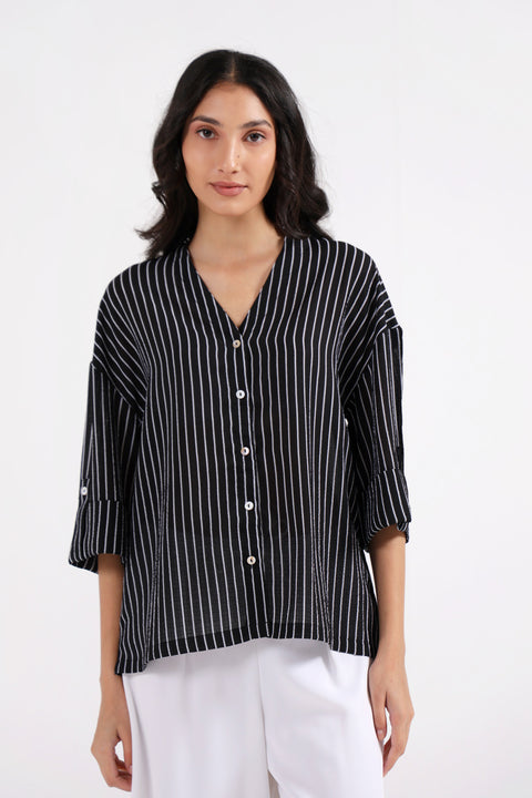 STRIPED BUTTON DOWN TOP