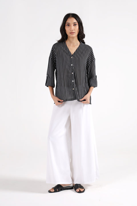 STRIPED BUTTON DOWN TOP