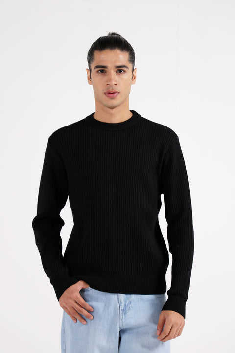TEXTURED CREW NECK SWEATER
