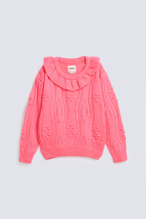 GIRLS DROP SHOULDER CABLE KNIT SWEATER