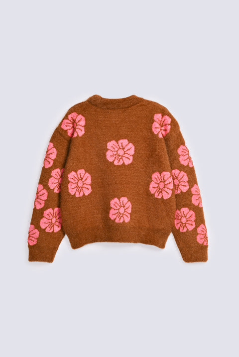 GIRLS JACQUARD FLORAL SWEATER
