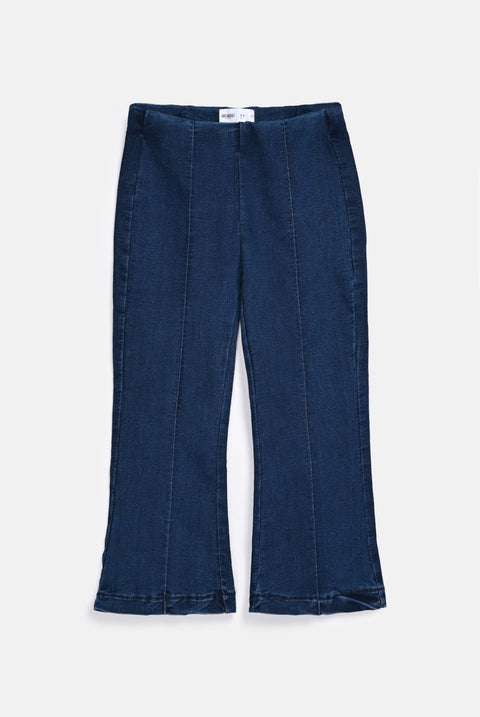 GIRLS DENIM LOOK BOOT CUT JEGGINGS
