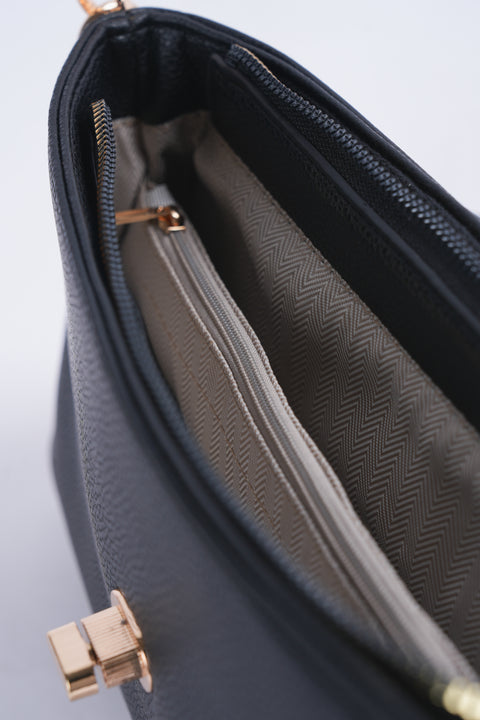 TEXTURED FLAP HAND BAG