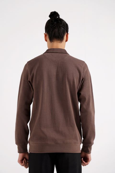 FULL SLEEVE HIDDEN PLACKET TEXTURED POLO