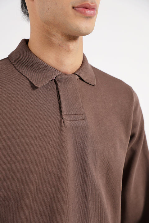 FULL SLEEVE HIDDEN PLACKET TEXTURED POLO