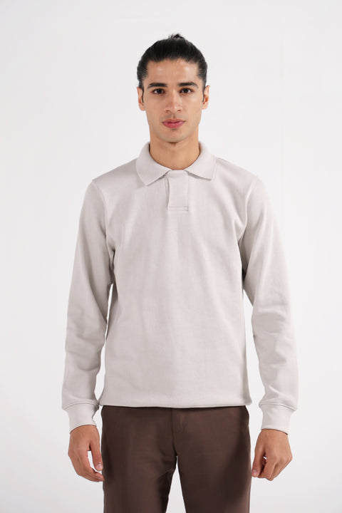 FULL SLEEVE HIDDEN PLACKET TEXTURED POLO