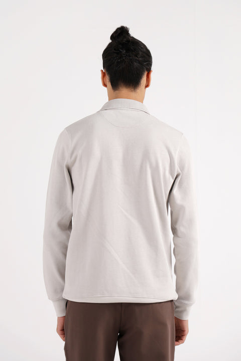 FULL SLEEVE HIDDEN PLACKET TEXTURED POLO