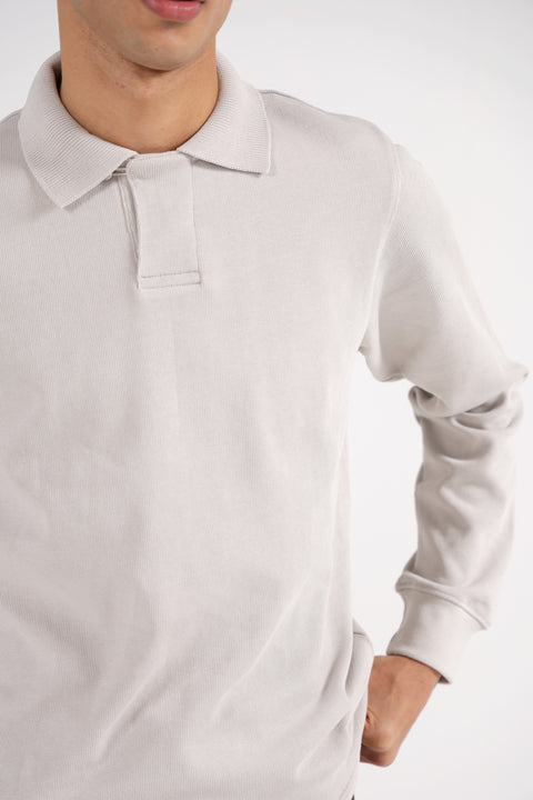 FULL SLEEVE HIDDEN PLACKET TEXTURED POLO