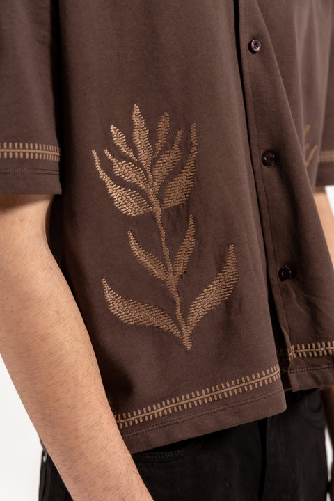 BOXY FIT BUTTON DOWN EMBROIDERY POLO
