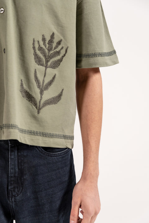 BOXY FIT BUTTON-DOWN EMBROIDERY POLO