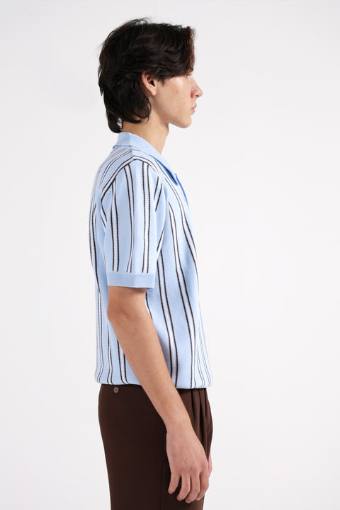 TEXTURED KNITTED STRIPED POLO