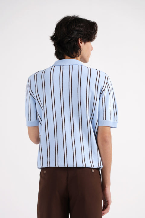 TEXTURED KNITTED STRIPED POLO
