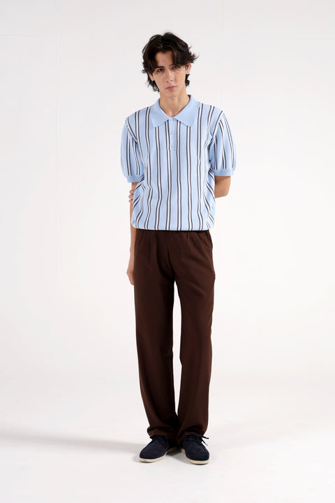 TEXTURED KNITTED STRIPED POLO