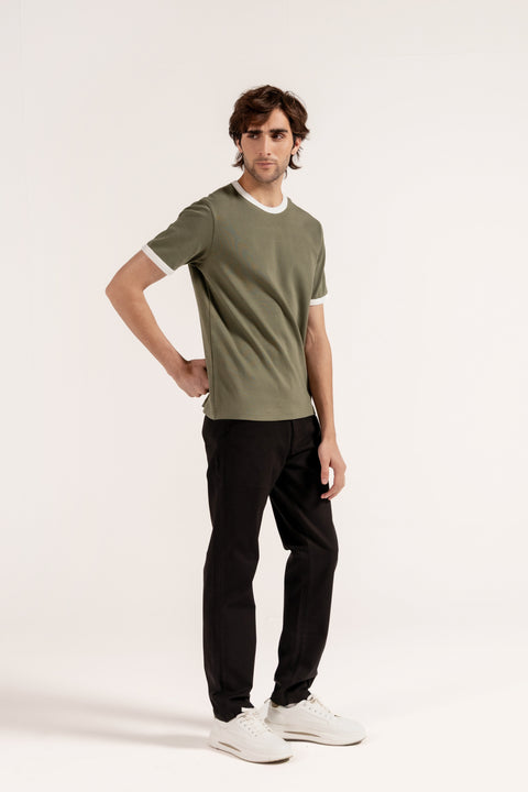 STRETCH TEXTURED RINGER TEE
