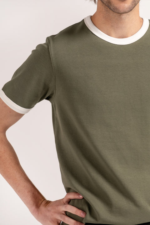 STRETCH TEXTURED RINGER TEE