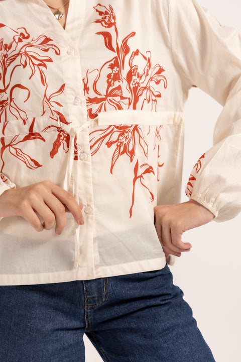 PRINTED PEPLUM TOP