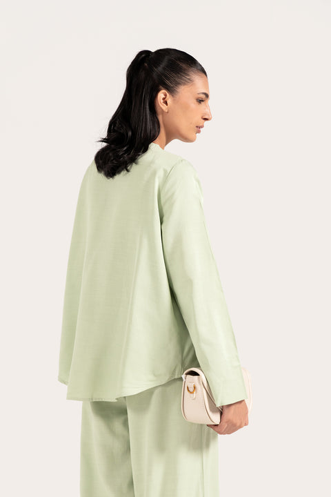 PLEATED BUTTON-DOWN SHIRT