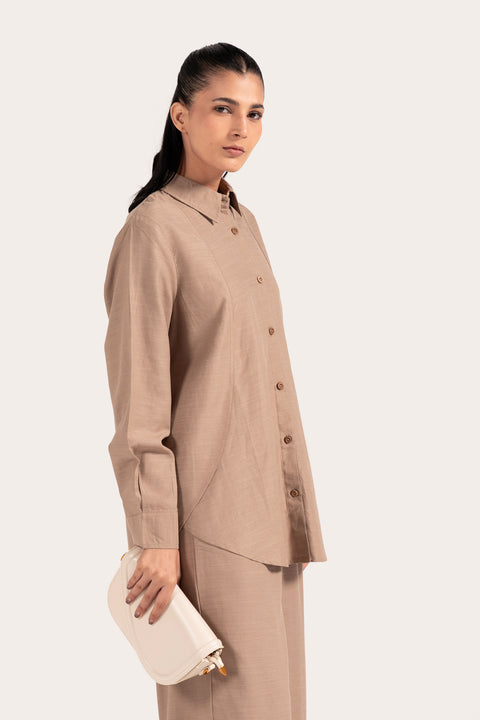 OVERLAP PANELLED BUTTON-DOWN SHIRT
