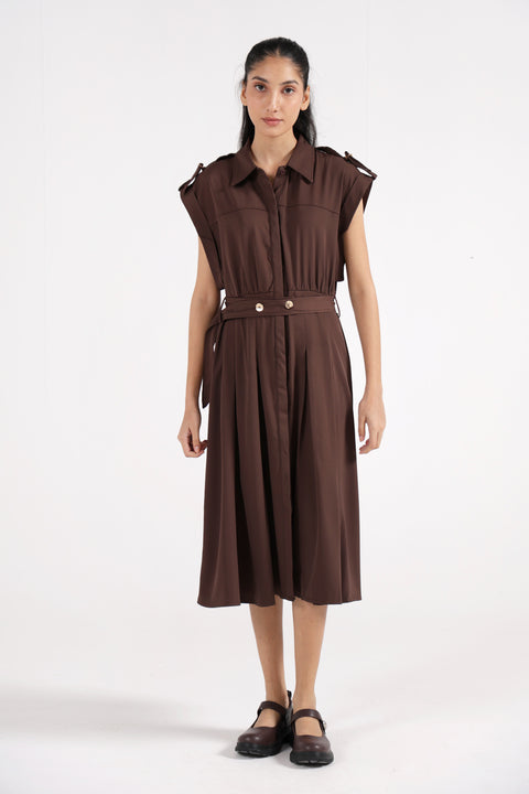 PLEATED SHIRT DRESS
