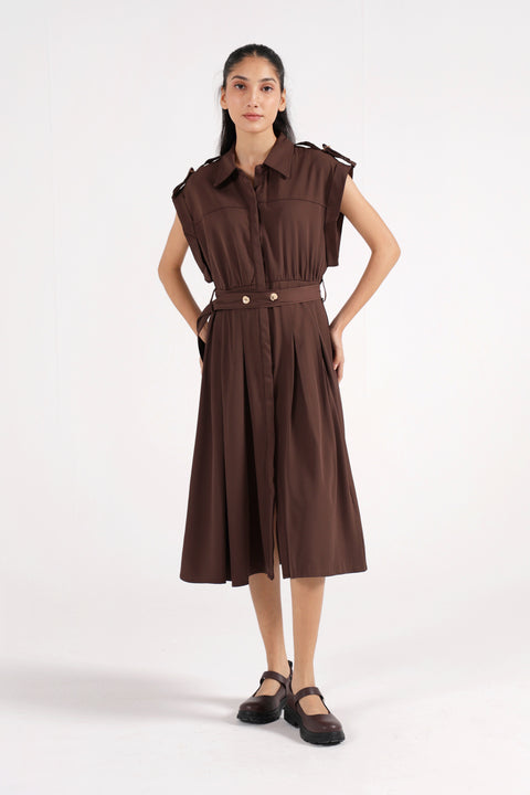 PLEATED SHIRT DRESS