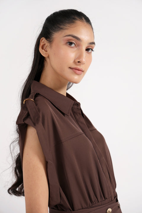 PLEATED SHIRT DRESS