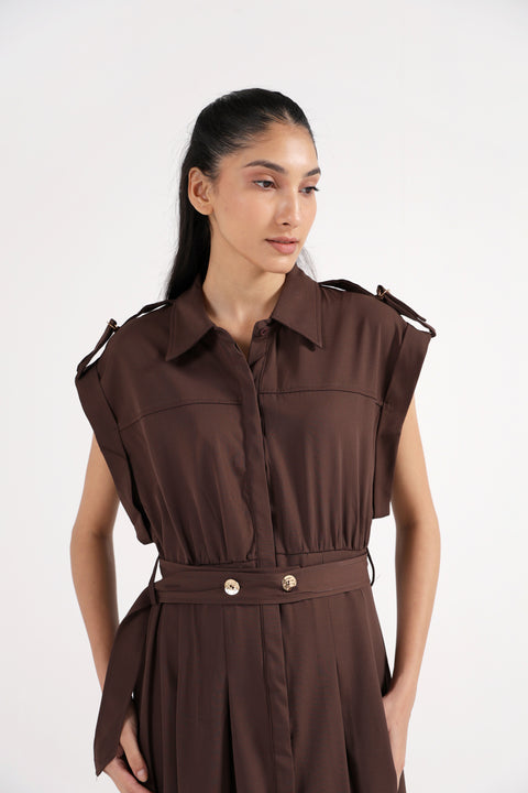 PLEATED SHIRT DRESS