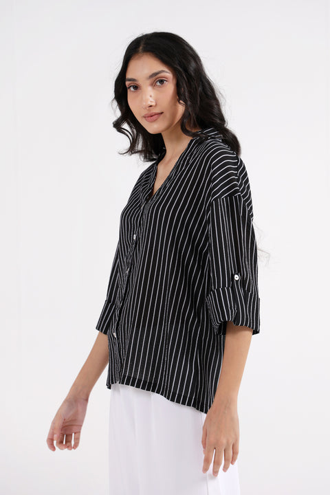STRIPED BUTTON DOWN TOP