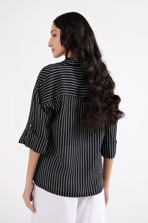 STRIPED BUTTON DOWN TOP