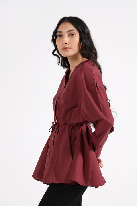 BELTED PEPLUM TOP