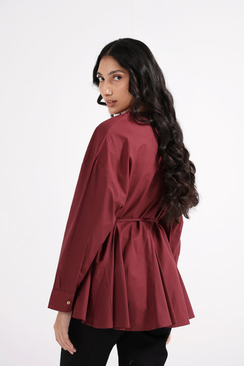 BELTED PEPLUM TOP