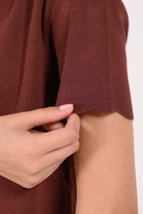 SCALLOPED BUTTON-DOWN SWEATER