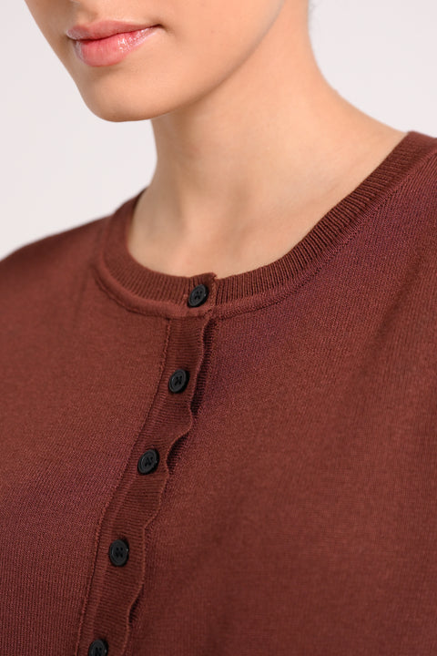 SCALLOPED BUTTON-DOWN SWEATER