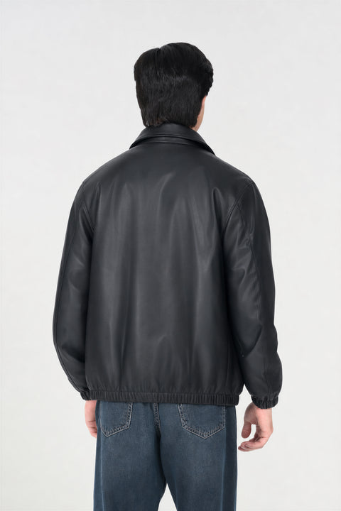 FAUX LEATHER BOMBER JACKET