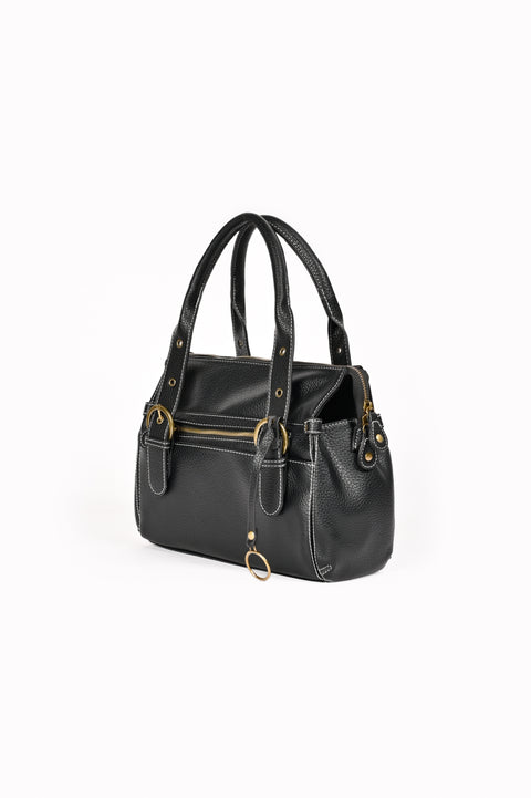 TEXTURED BUCKLE HAND BAG