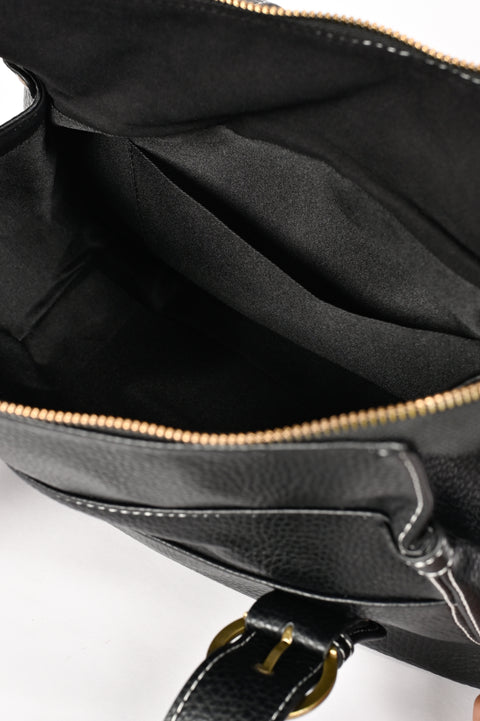 TEXTURED BUCKLE HAND BAG