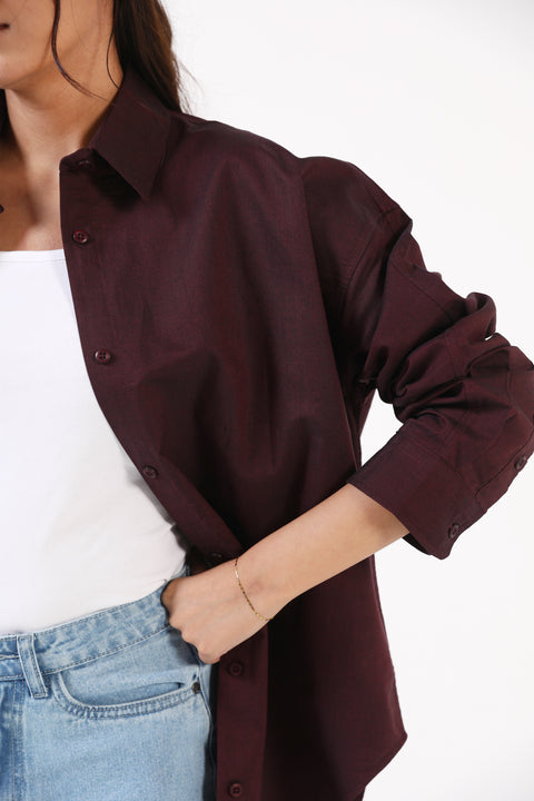 OVERSIZED BUTTON-DOWN TOP