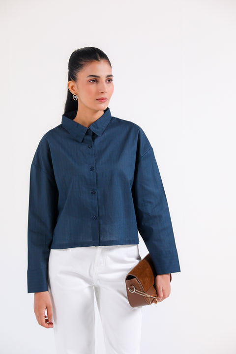 CROPPED BUTTON-DOWN TOP