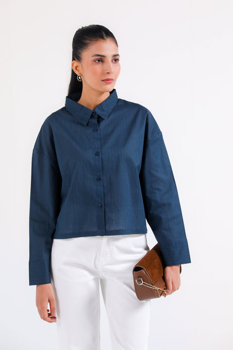 CROPPED BUTTON-DOWN TOP