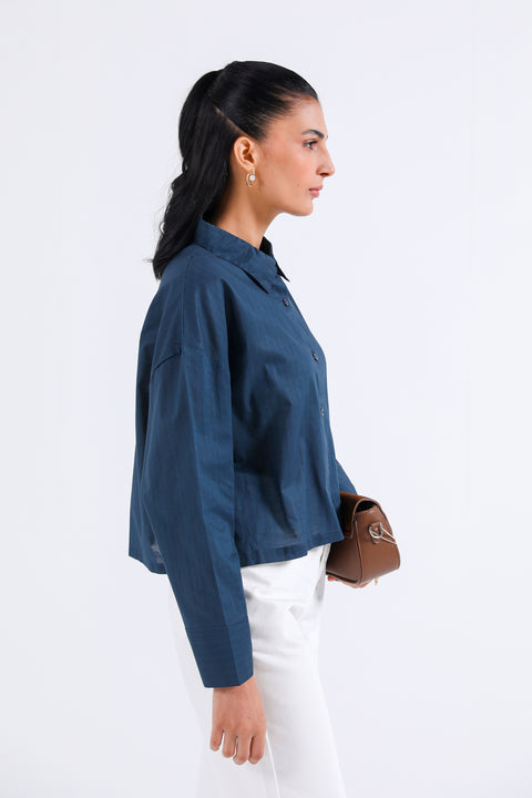 CROPPED BUTTON-DOWN TOP