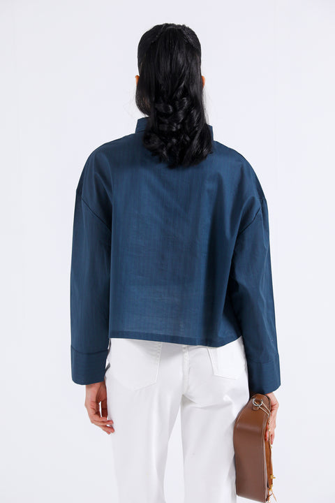 CROPPED BUTTON-DOWN TOP