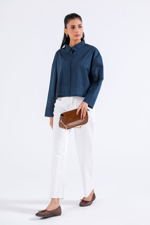 CROPPED BUTTON-DOWN TOP