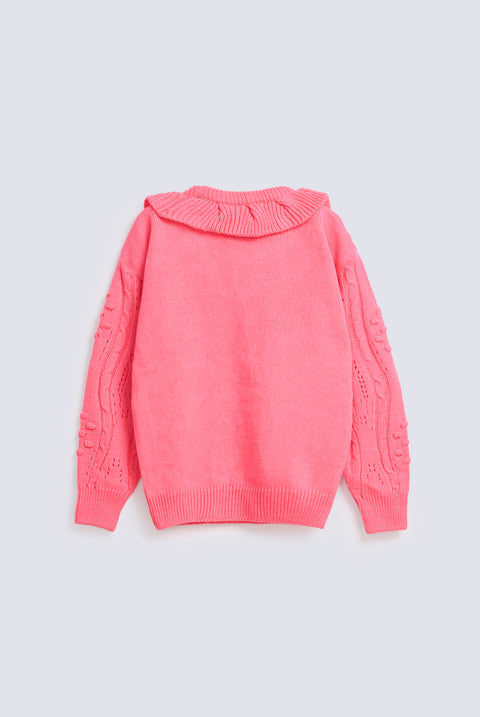 GIRLS DROP SHOULDER CABLE KNIT SWEATER