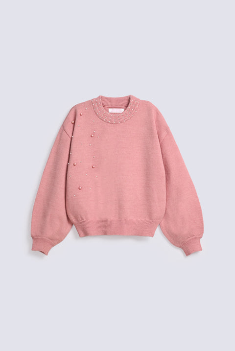 GIRLS SPECIAL YARN BEADED SWEATER