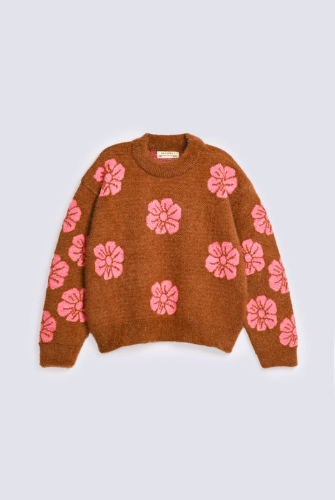 GIRLS JACQUARD FLORAL SWEATER