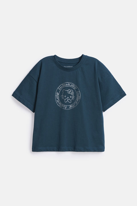 GIRLS HELLO KITTY EMBELLISHED T-SHIRT