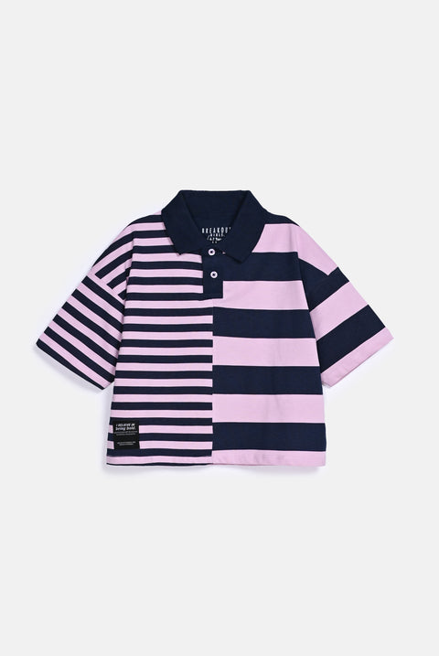 GIRLS STRIPED BOXY FIT POLO