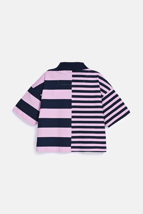 GIRLS STRIPED BOXY FIT POLO